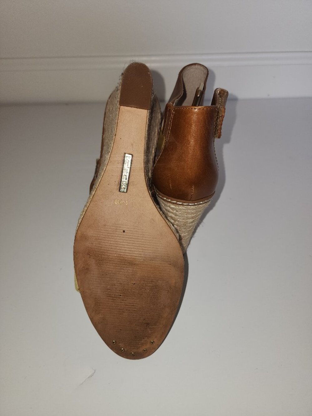 Vince Camuto Yellow Suede and Leather Wedge Size 9 - Picture 5 of 6